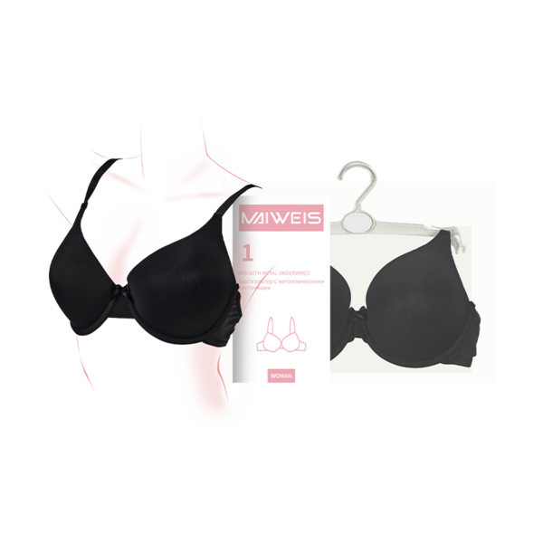 Maiweis Женский черный бюстгальтер на косточках 85D/англо-русская версия