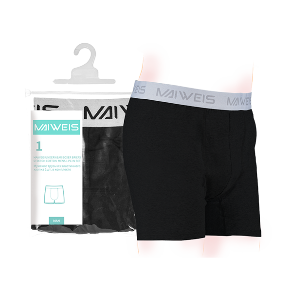 Мужское нижнее белье MAIWEIS из чистого хлопка, одиночная упаковка, черное XL/английская и русская версия