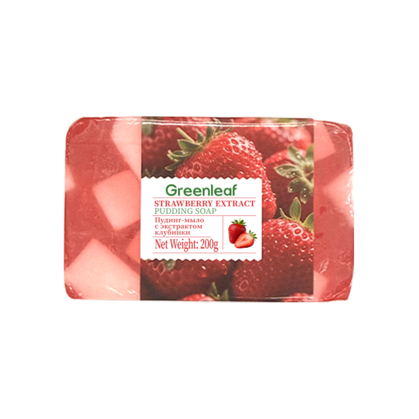 (Кол-во в коробке 72 шт) Greenleaf Желейное мыло с экстрактом клубники, 200 г,(англо-русская версия)