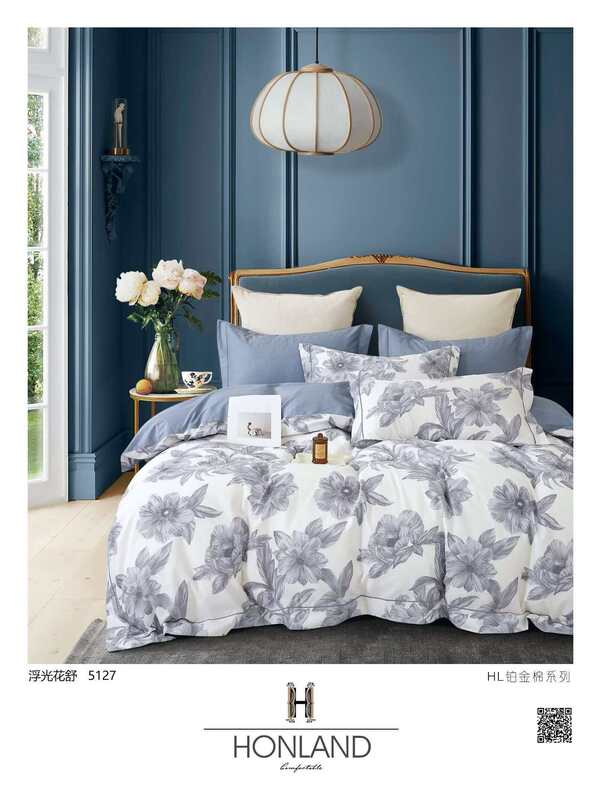 Комплект постельного белья MAIWEIS из 100% хлопка,с печатным рисунком,4 предмета«Цветочное сияние» / 5127 / англо-русская версия