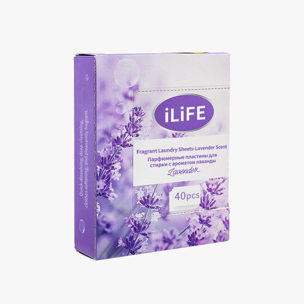 (Кол-во в коробке 24 шт) iLiFE Пластинки кондиционер и ароматизатор для стирки белья (аромат лаванды), 40 шт