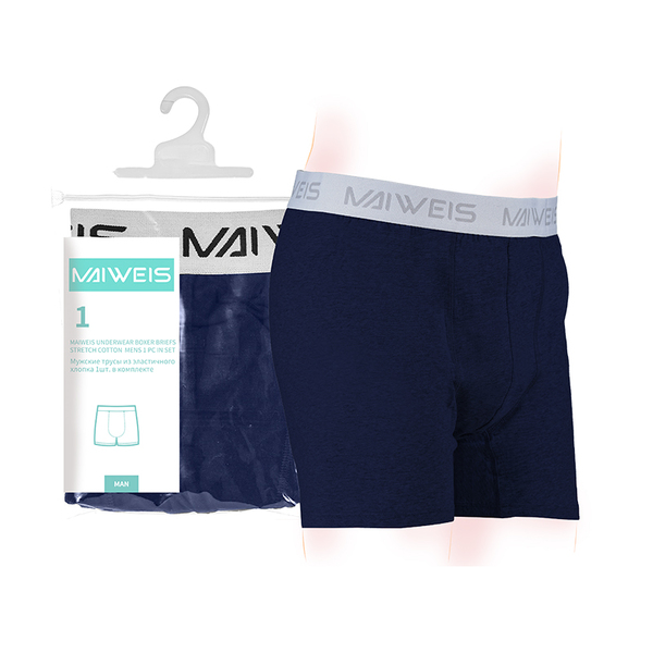 Мужское нижнее белье Maivis из чистого хлопка, одна упаковка, темно-синее XXXXL/английская и русская версия